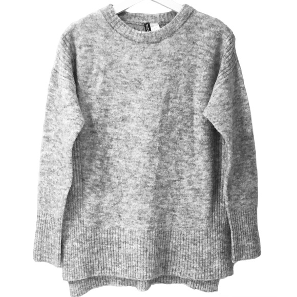 H&M Grey Acrylic/Wool/Alpaca/Blend Knit Long Sleeves Top Pullover Sweate… - Picture 2 of 4
